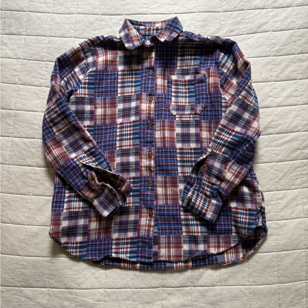 Worn Once! Sezane Max Shirt in Patchwork Plaid • Size 34/US 2